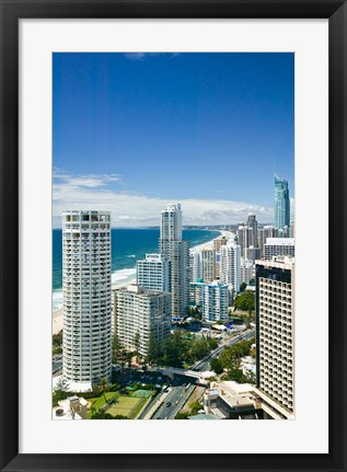 Framed Australia, Gold Coast, Surfers Paradise, city skyline Print