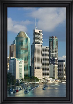 Framed Central business district viewed from Kangaroo Point, Brisbane, Queensland Print