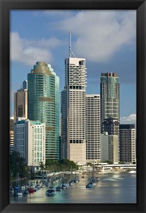 Framed Central business district viewed from Kangaroo Point, Brisbane, Queensland Print