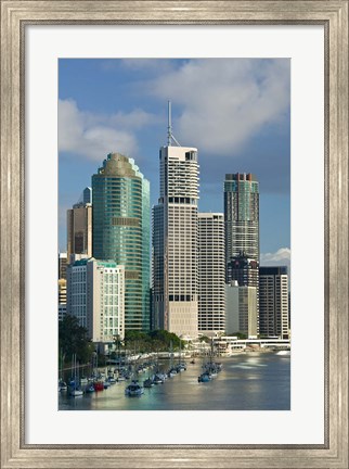 Framed Central business district viewed from Kangaroo Point, Brisbane, Queensland Print