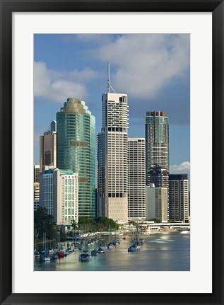 Framed Central business district viewed from Kangaroo Point, Brisbane, Queensland Print