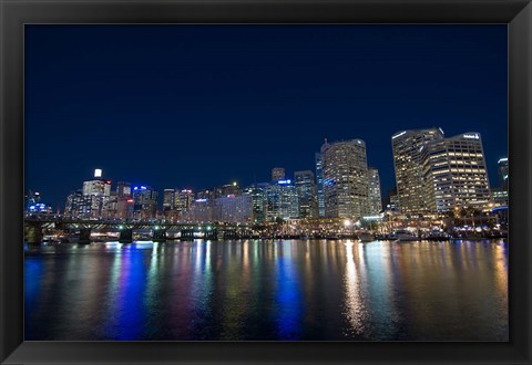 Framed Darling Harbour at night, Sydney, New South Wales, Australia Print