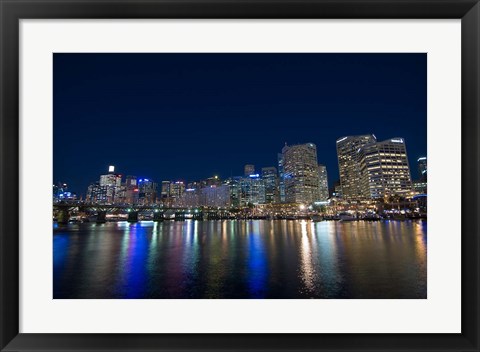 Framed Darling Harbour at night, Sydney, New South Wales, Australia Print