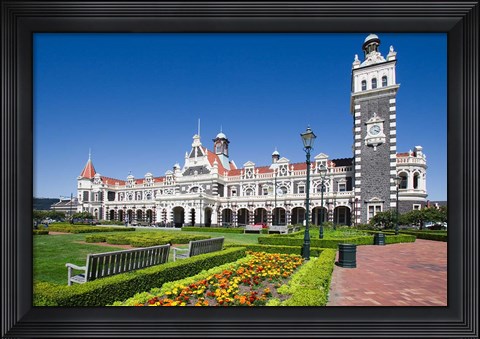 Framed Park near Ornate Railroad Station, Dunedin, South Island, New Zealand Print