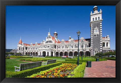 Framed Park near Ornate Railroad Station, Dunedin, South Island, New Zealand Print