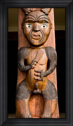 Framed New Zealand, Waitakere Ranges, Pou guardian post Print