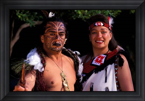 Framed New Zealand, North Island, Maori culture and costume Print