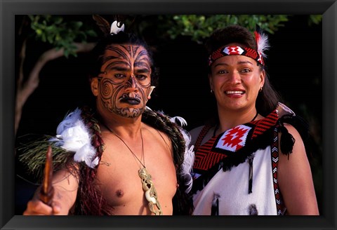 Framed New Zealand, North Island, Maori culture and costume Print