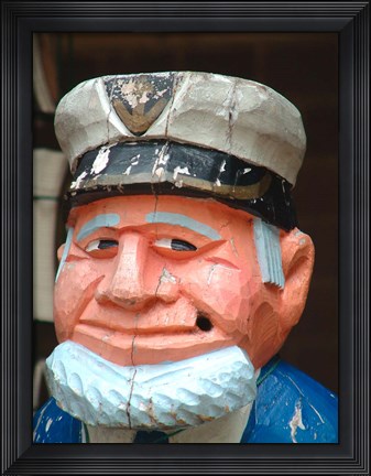 Framed Wooden Sailor Carving, Sydney, Australia Print