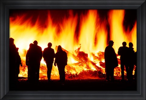 Framed Bonfire, Brass Monkey Motorcycle Rally, Oturehua, Maniototo, Central Otago Print