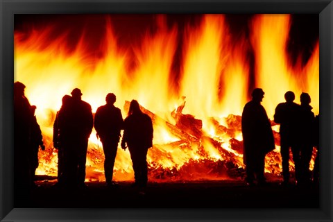 Framed Bonfire, Brass Monkey Motorcycle Rally, Oturehua, Maniototo, Central Otago Print