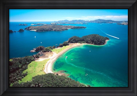 Framed Motuarohia Island, Roberton Island, Bay of Islands, Northland, New Zealand Print