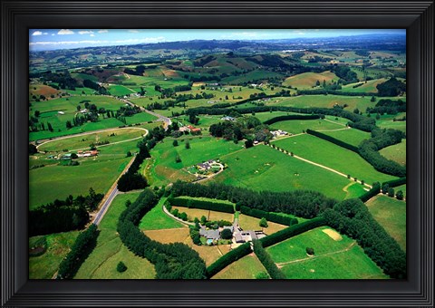 Framed Farmland, Brookby, South Auckland, New Zealand Print