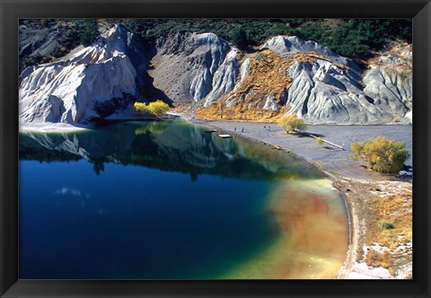 Framed Blue Lake, St Bathans, Central Otago, New Zealand Print