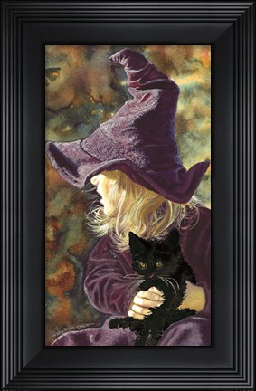 Framed Three Wishes - Witch Way, Black Cat Print