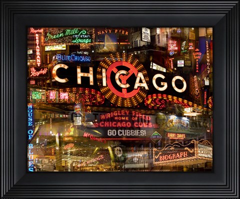 Framed Chicago Night Print