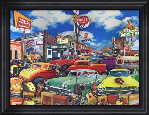 Framed Cowboy Town - Rainbelt Print