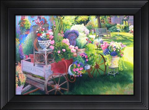 Framed Flower Cart in Door County Print