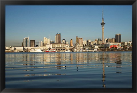 Framed Auckland CBD skyline, North Island, New Zealand Print