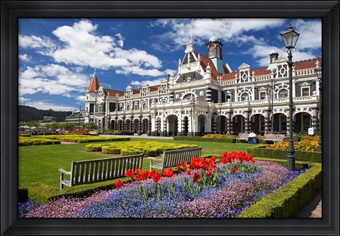 Framed Historic Railway Station, Dunedin, South Island, New Zealand Print