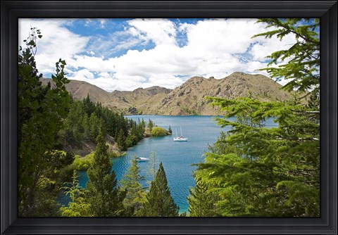 Framed Lake Benmore, Waitaki Valley, North Otago, South Island, New Zealand Print