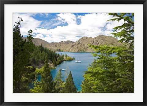 Framed Lake Benmore, Waitaki Valley, North Otago, South Island, New Zealand Print