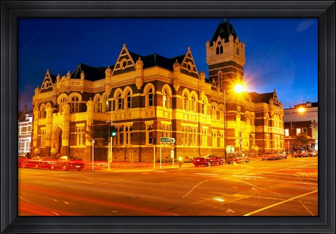 Framed Law Courts at night, Dunedin, South Island, New Zealand Print