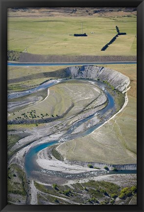 Framed Ohau River and Ohau Canal, Mackenzie Country, South Island, New Zealand Print