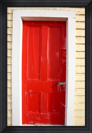 Framed Red Door, Sutton Railway Station, Otago, South Island, New Zealand Print