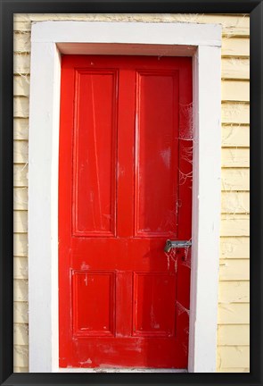 Framed Red Door, Sutton Railway Station, Otago, South Island, New Zealand Print