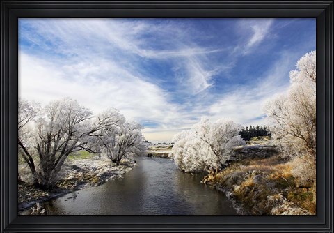 Framed Taieri River, Sutton, Otago, South Island, New Zealand Print