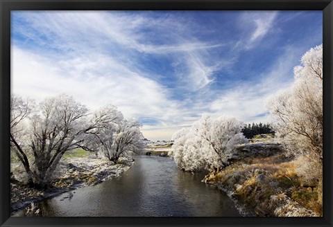 Framed Taieri River, Sutton, Otago, South Island, New Zealand Print