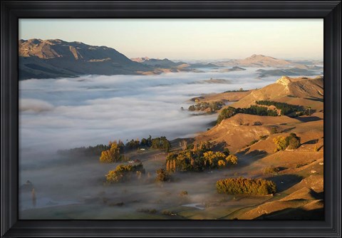 Framed Te Mata, Tukituki River Valley, No Island, New Zealand Print