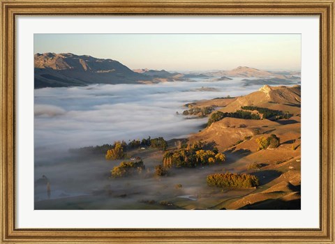 Framed Te Mata, Tukituki River Valley, No Island, New Zealand Print