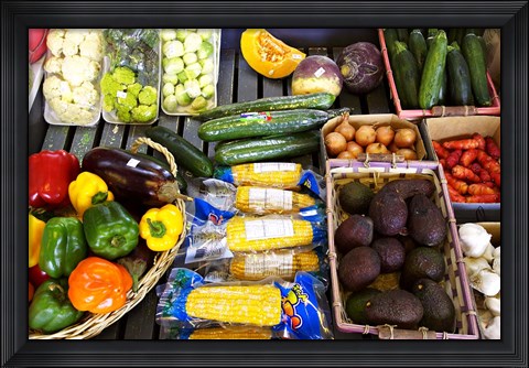 Framed Vegetable Stall, Cromwell, Central Otago, South Island, New Zealand Print
