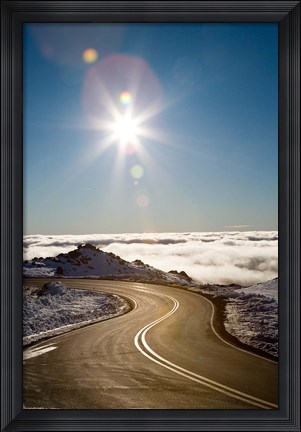 Framed Bruce Road and Clouds, Mt Ruapehu, Central Plateau, North Island, New Zealand Print