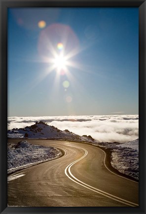 Framed Bruce Road and Clouds, Mt Ruapehu, Central Plateau, North Island, New Zealand Print