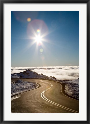 Framed Bruce Road and Clouds, Mt Ruapehu, Central Plateau, North Island, New Zealand Print