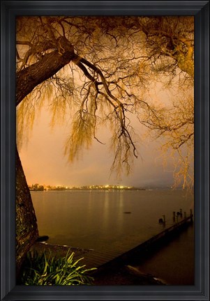 Framed City Lights across Lake Rotorua, Rotorua, Bay of Plenty, North Island, New Zealand Print