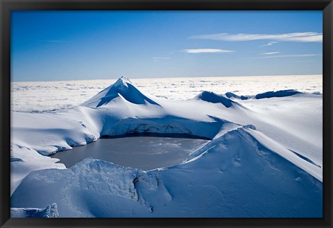 Framed Crater Lake, Mt Ruapehu, Tongariro National Park, North Island, New Zealand Print