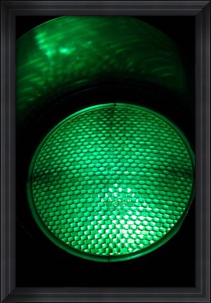 Framed Green Traffic Light, New Zealand Print