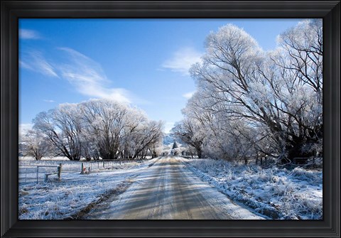 Framed Hoar Frost near Oturehua, Central Otago, South Island, New Zealand Print