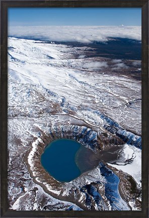 Framed Lower Tama Lake and Mt Ruapehu, Tongariro National Park, North Island, New Zealand Print