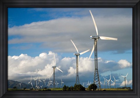 Framed Tararua Wind Farm, Tararua Ranges, near Palmerston North, North Island, New Zealand Print