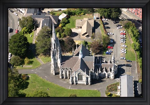 Framed Aerial view of First Church, Dunedin, New Zealand Print