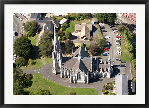 Framed Aerial view of First Church, Dunedin, New Zealand Print