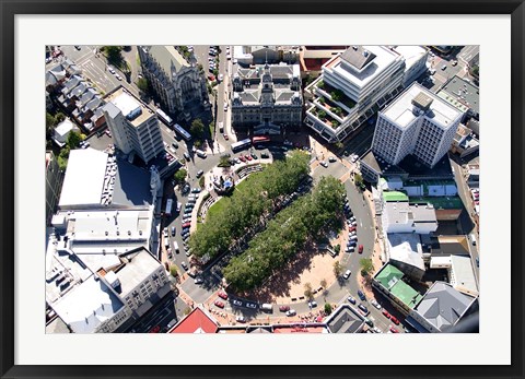 Framed Aerial view of Octagon, Dunedin, New Zealand Print