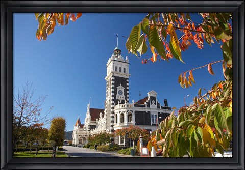 Framed Autumn, Train Station, Dunedin, South Island, New Zealand Print