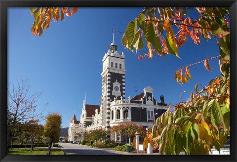 Framed Autumn, Train Station, Dunedin, South Island, New Zealand Print