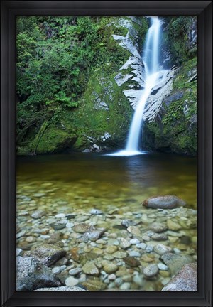 Framed Dorothy Falls, Lake Kaniere, South Island, New Zealand Print